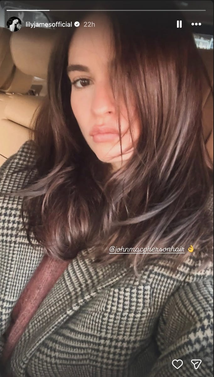 Lily James proves truffle brunette is winter's richest, most expensive ...