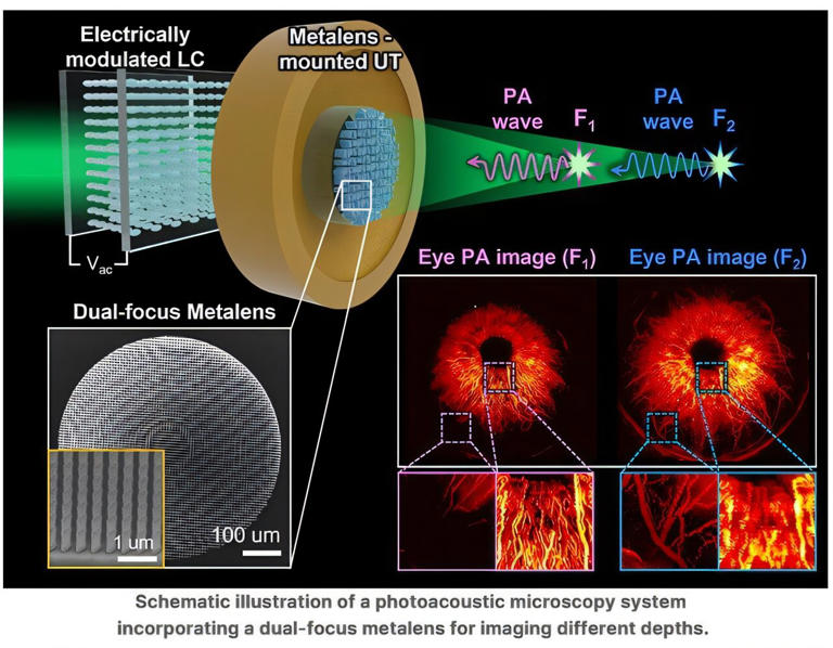 Metalens microscope switches focus with voltage, not moving optics