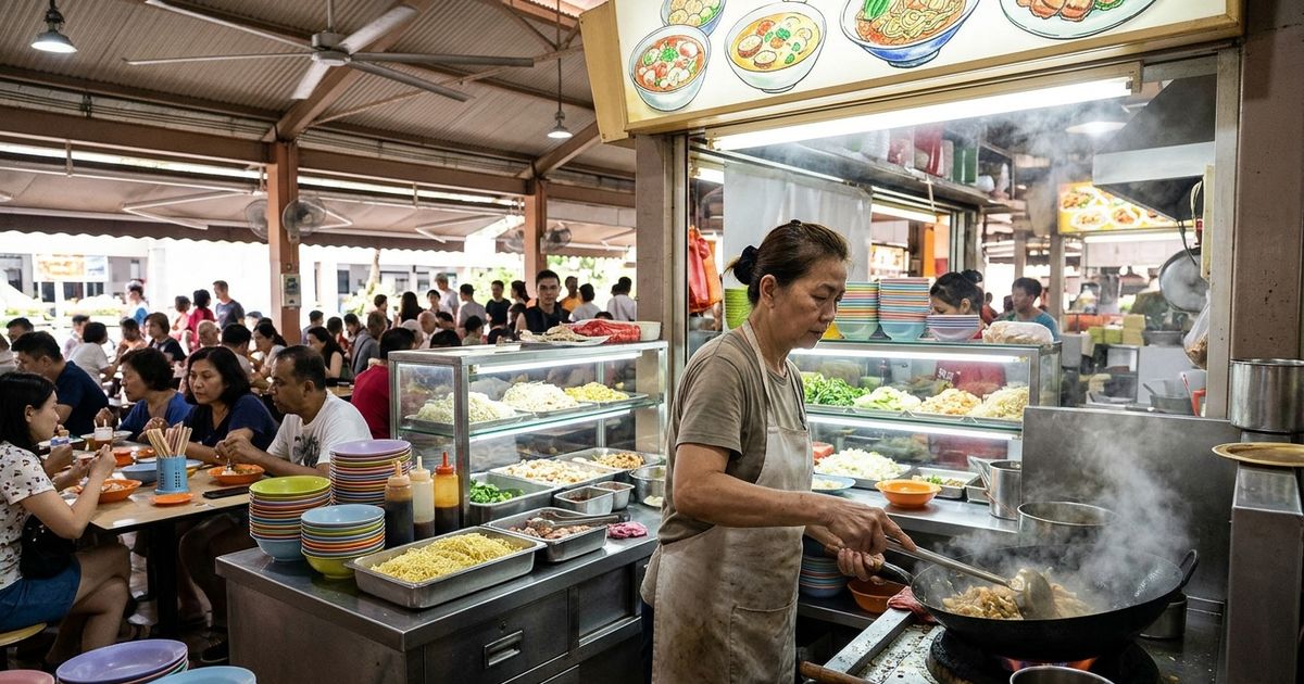 Em Singapura, comer em centros de vendedores de comida faz parte de um ...
