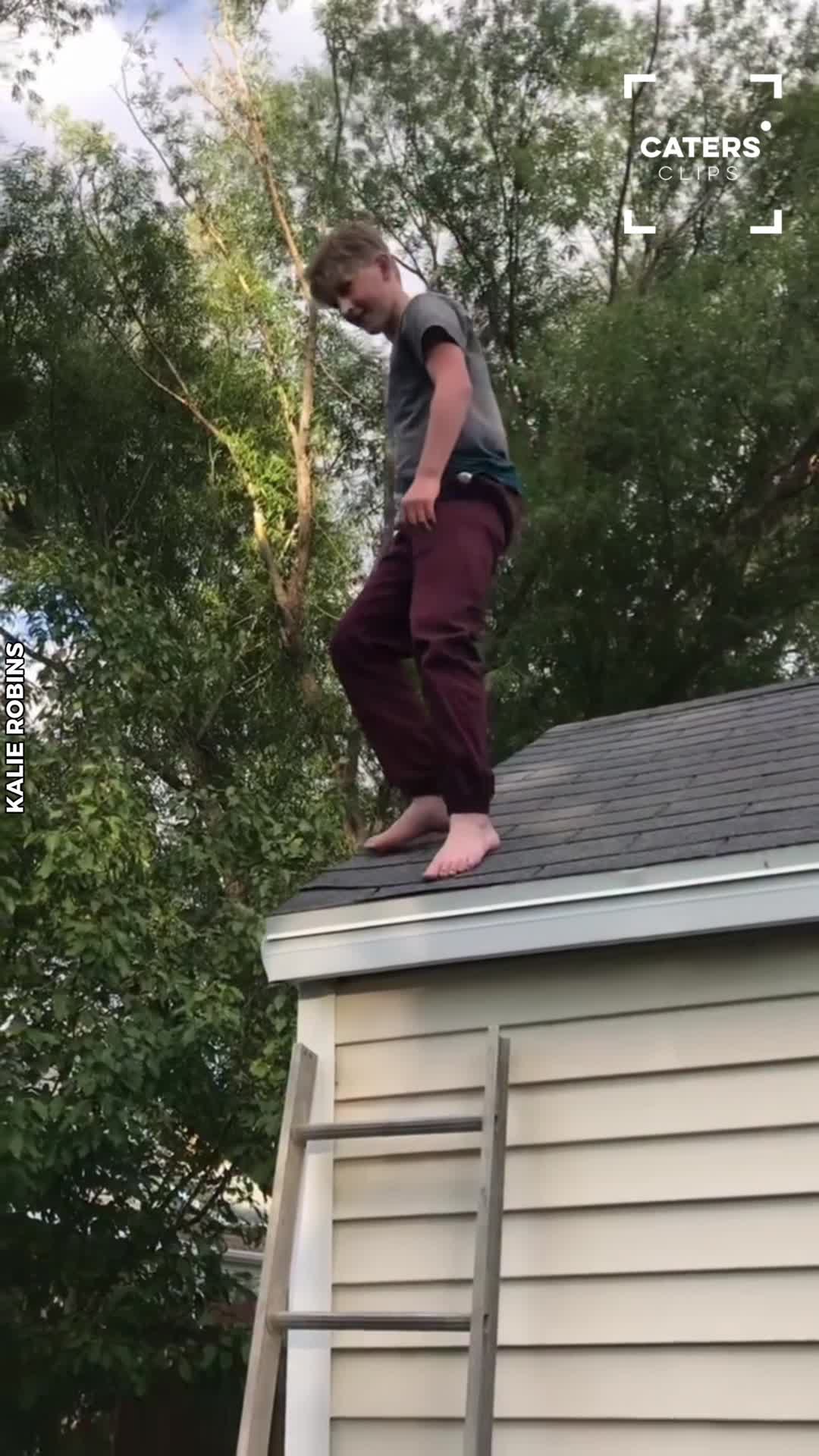 Utah sister films brother’s roof-to-trampoline stunt that goes ...