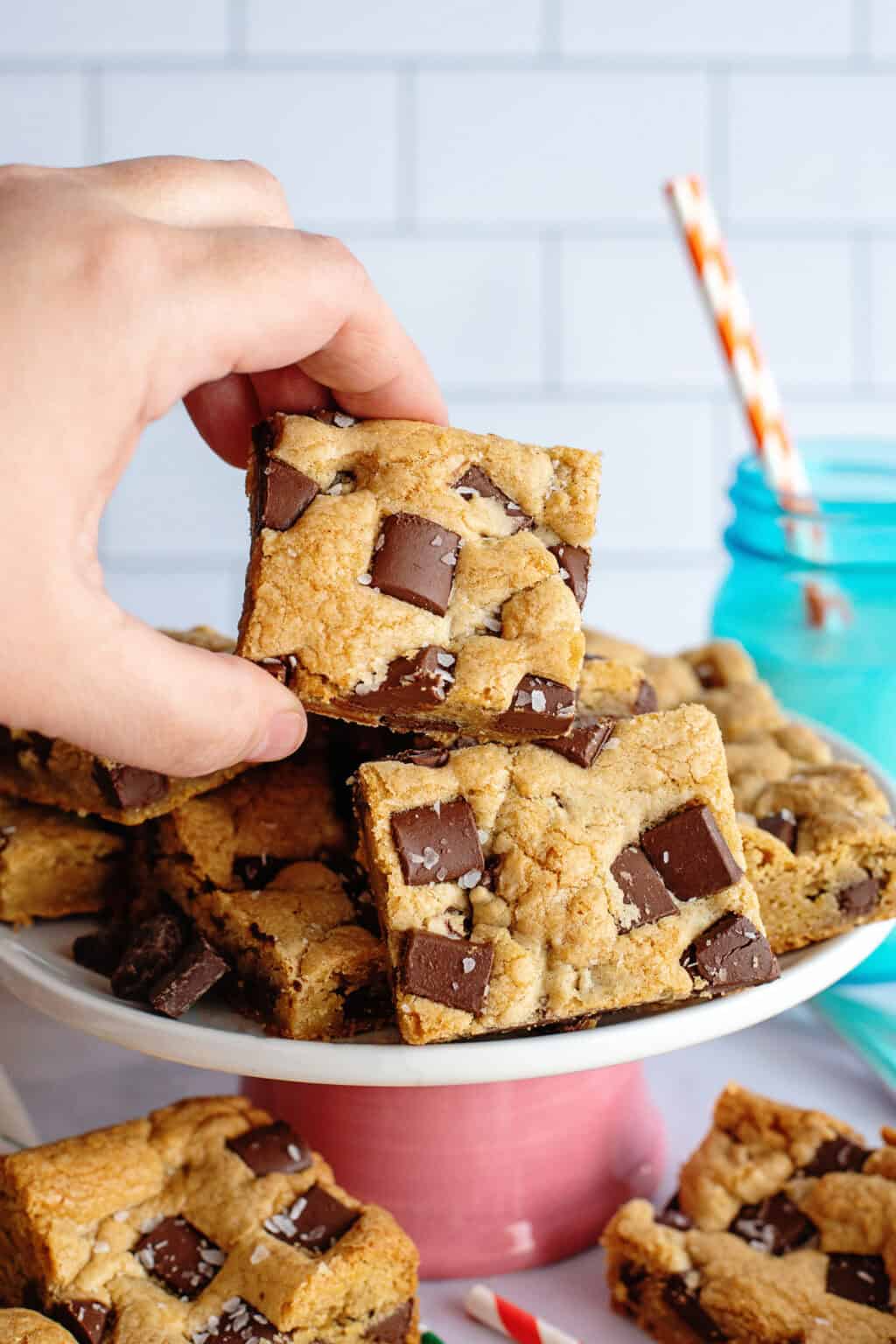 These thick & chewy chocolate chip cookie bars are so good, you’ll ...