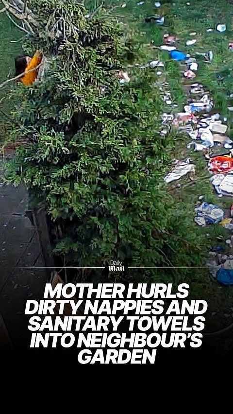 Mother hurls dirty nappies and rubbish into neighbour's garden