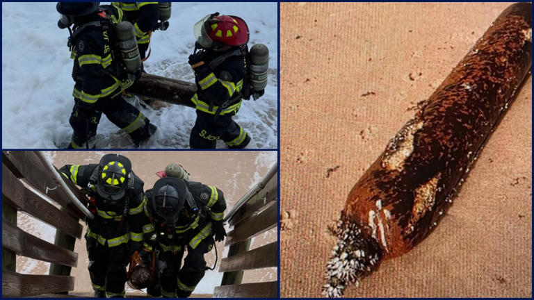 Photos: Mysterious canister washes ashore Florida beach during powerful ...