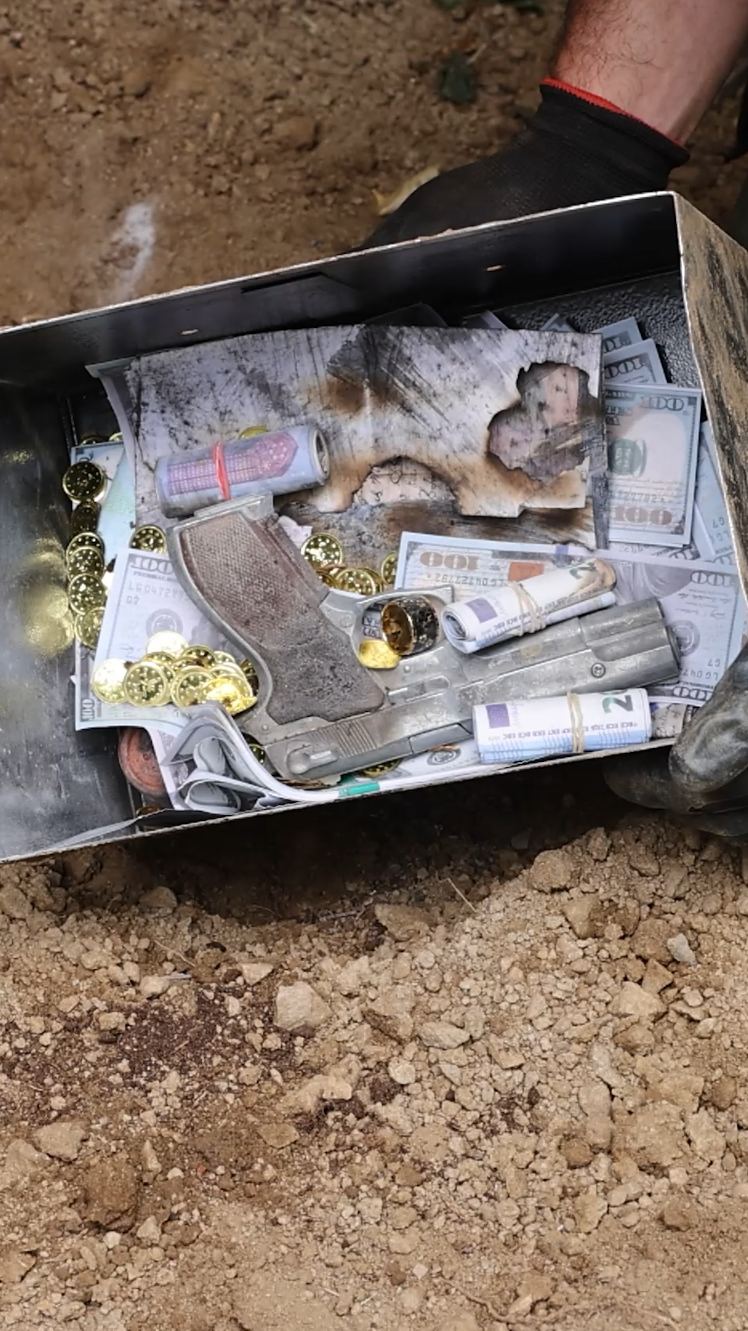 Treasure hunter digs up buried safe box 📦💰 #shorts #treasurehunting #gold