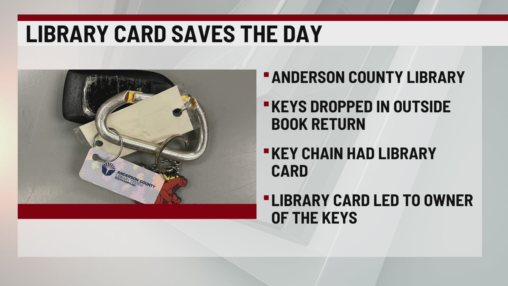 Library card leads to happy reunion with lost car keys