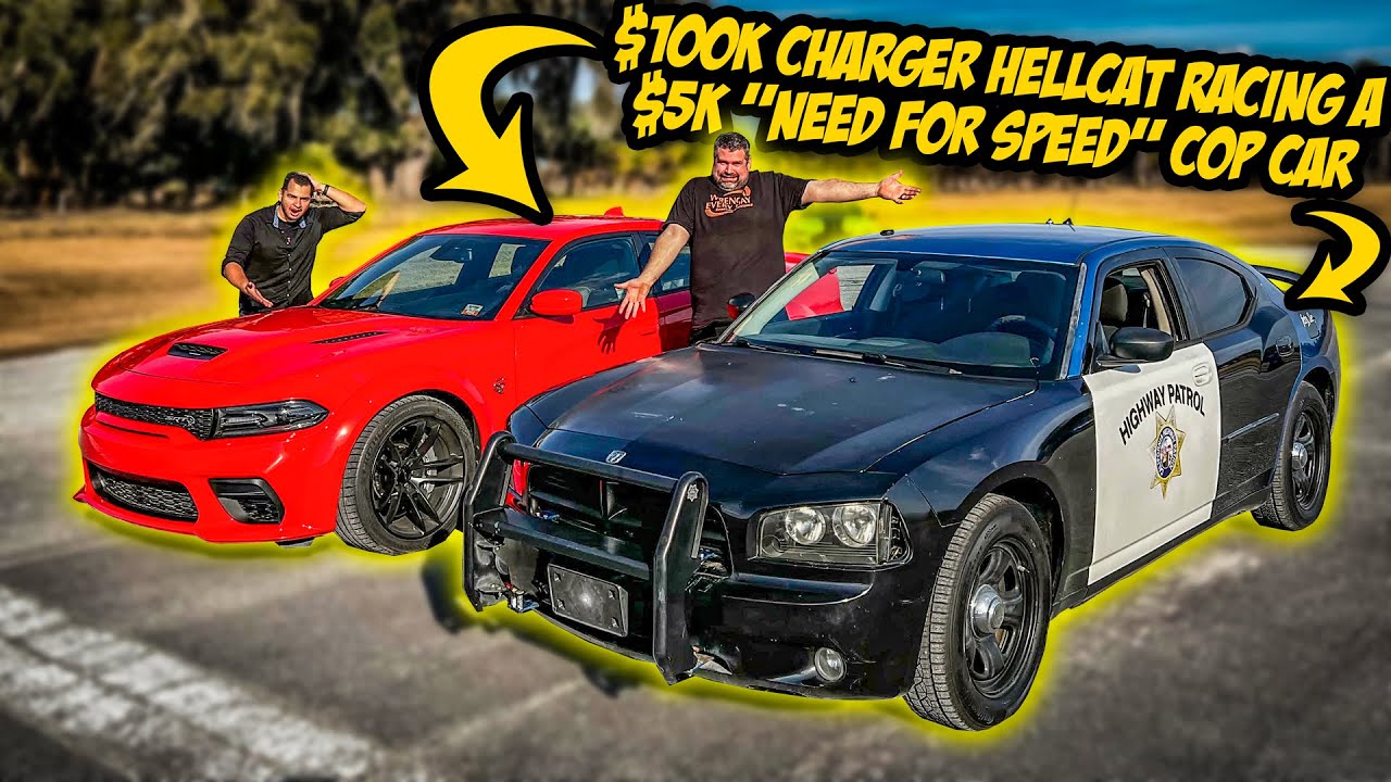 Racing a 800-HP, $100K Charger Hellcat with my abandoned cop car (I did ...
