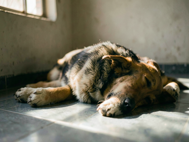 Why does your dog sigh, groan and grumble when lying down?