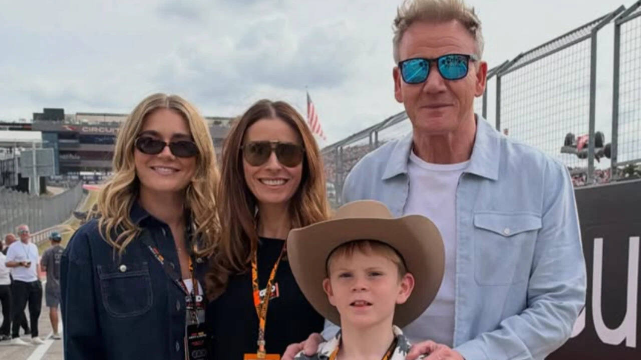 Gordon Ramsay takes son Oscar for first F1 race - see pics