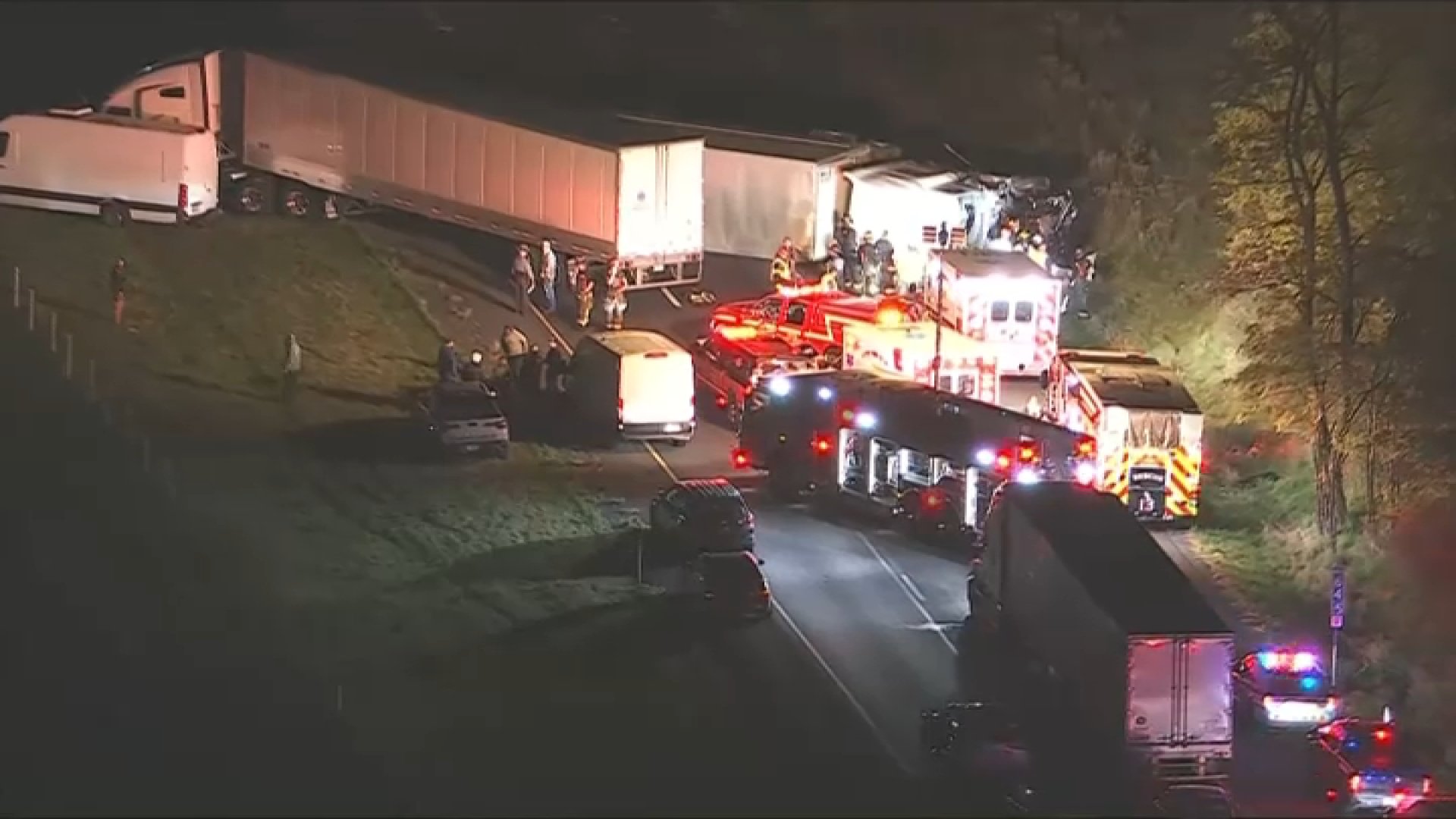 Three tractor trailers involved in major crash in Northampton County