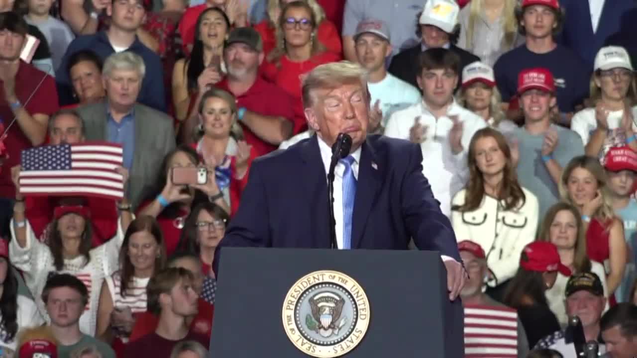 President Trump speaks to packed crowd at Mississippi rally