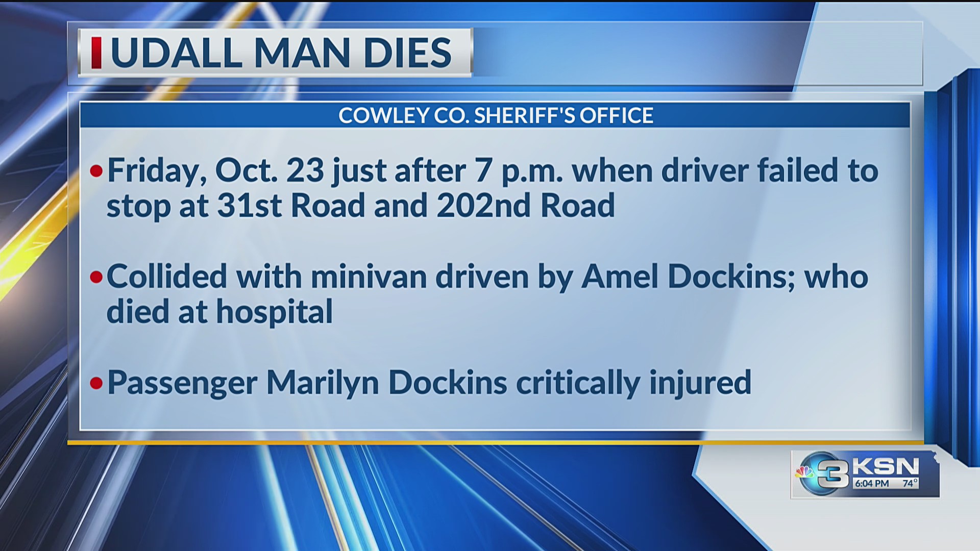 Kansas man dies after crash near Winfield