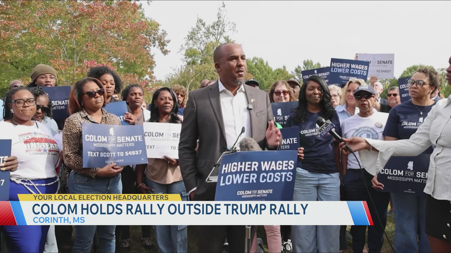 Colom holds rally outside Trump rally