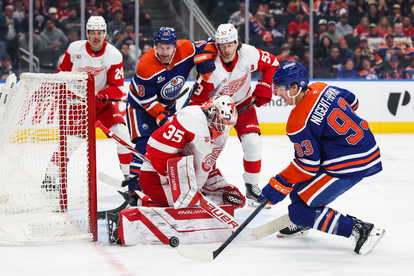 Red Wings' Postava impresses in first NHL start and 4-3 win over Oilers