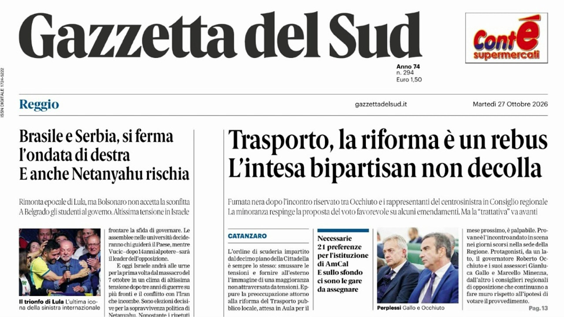 Rassegna stampa 27-10-2026 edizioni Calabria