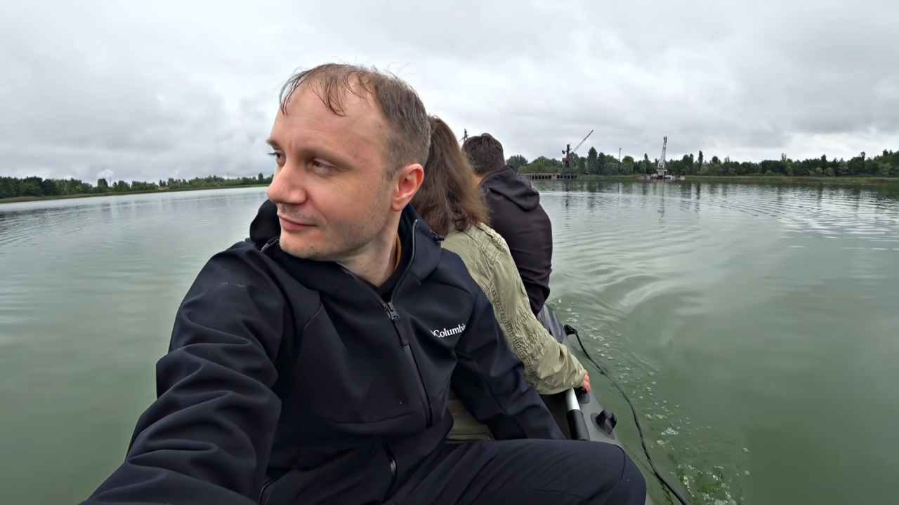 Exploring Chernobyl by electric boat and discovering military equipment ...