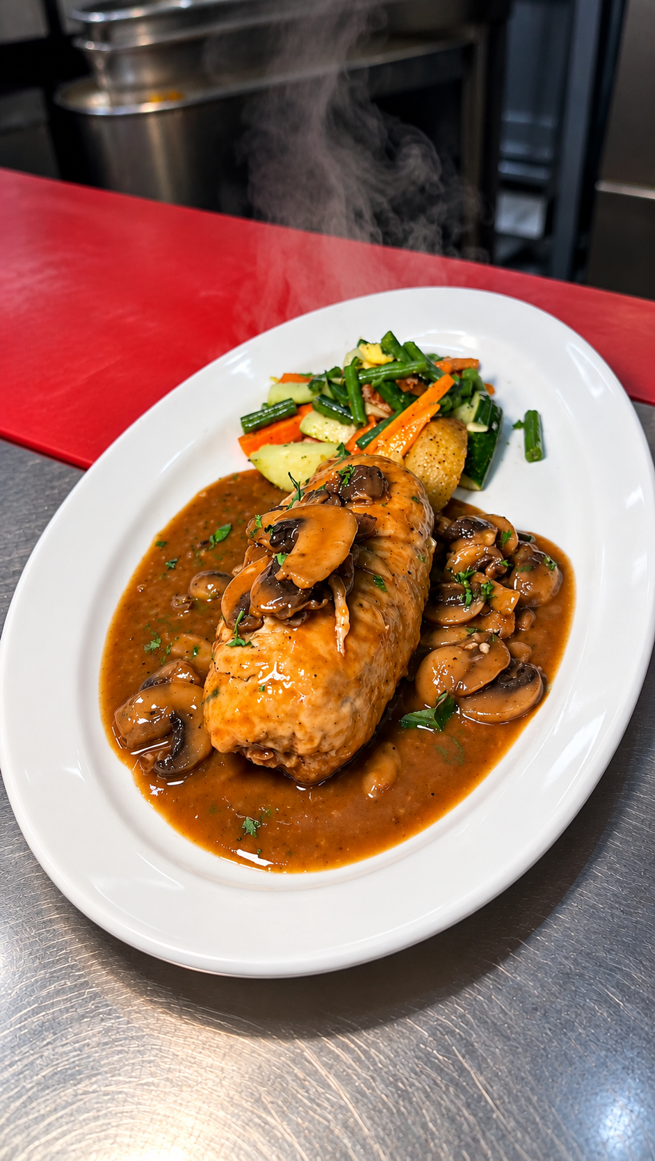 Chicken rollatini with rich and savory marsala sauce