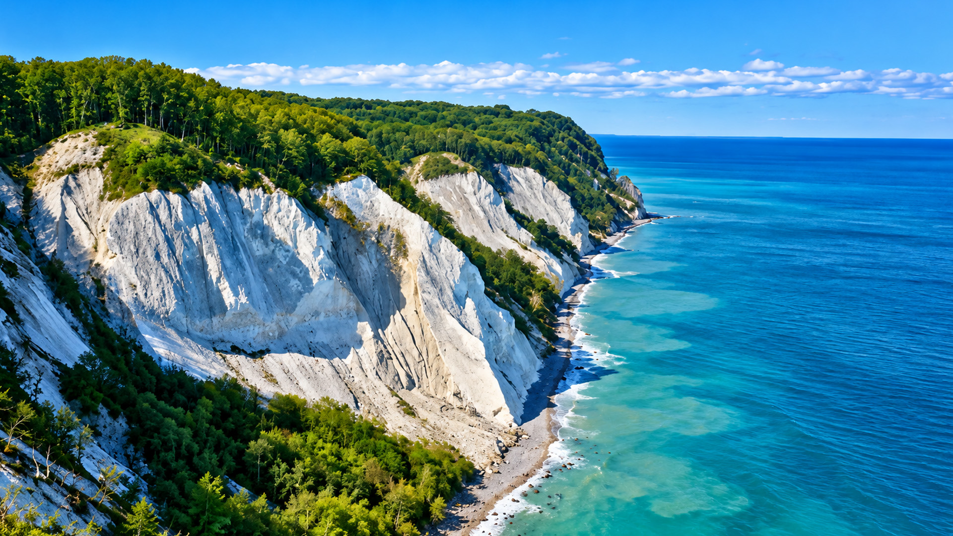 This coastline features enormous white rock formations