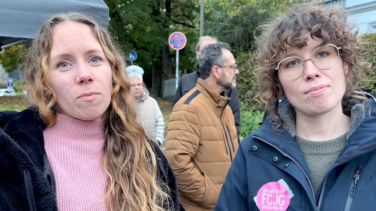 FCJG-Opfer müssen draußen bleiben: Drei Männer haben sich vor uns aufgebaut