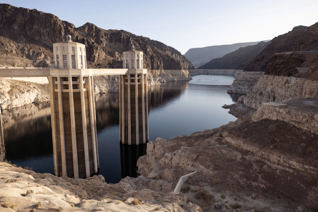 Without Hoover Dam, Lake Mead drains, turbines stop and intakes move