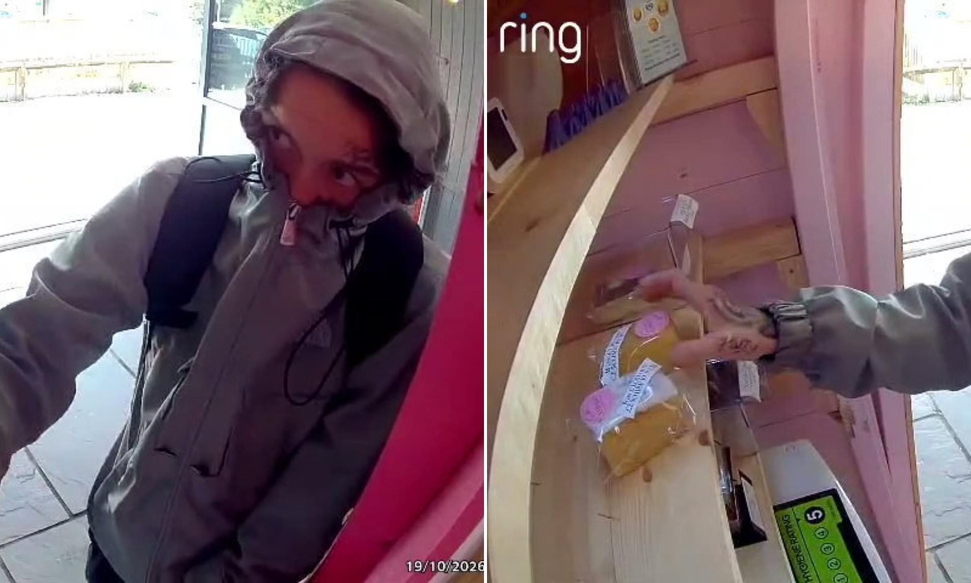 Moment hero baker chases greedy thief after she catches him snatching ...