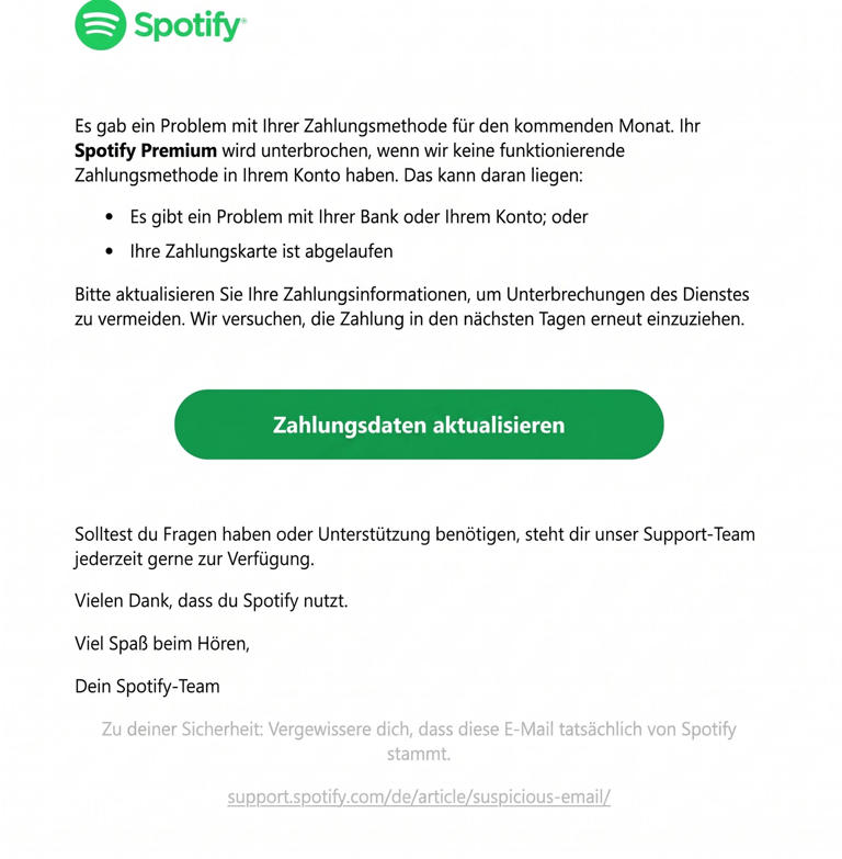 Fiese Betrugsmasche: Warum euer Spotify-Abo angeblich plötzlich vor dem ...