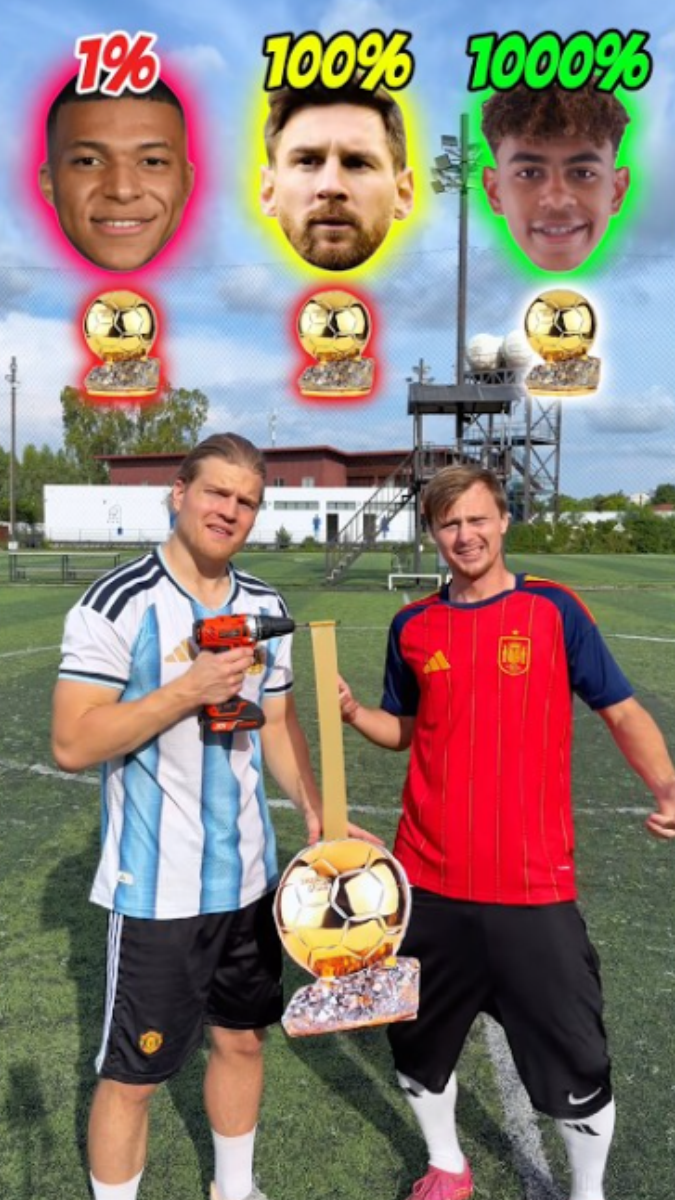 Ballon dOr Inspired Football Speed Challenge With Unusual Tools