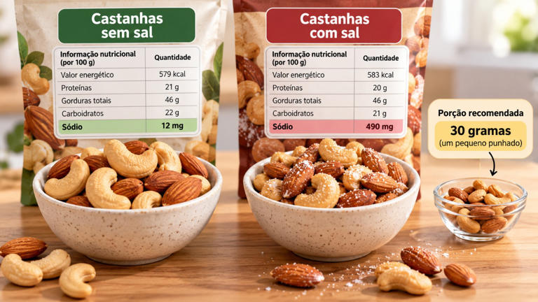 Castanhas com ou sem sal: qual é melhor para quem tem pressão alta?