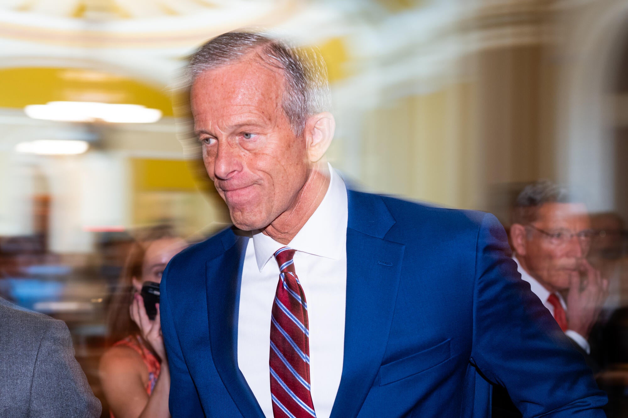 Thune returns to his office at the Capitol on Aug. 4, 2026. / Credit: Bill Clark/Getty Images