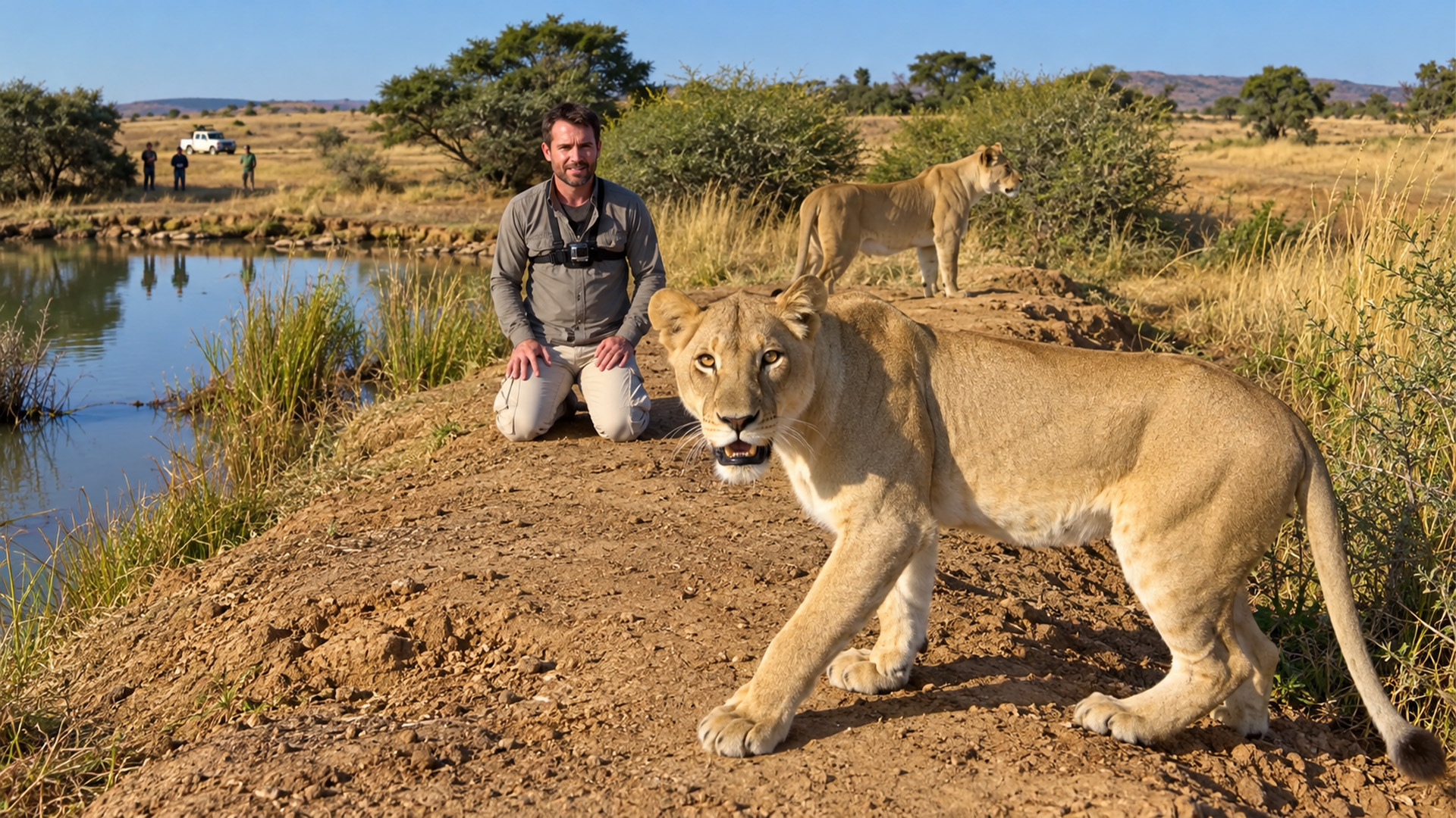 Can a drone outsmart a group of lions?