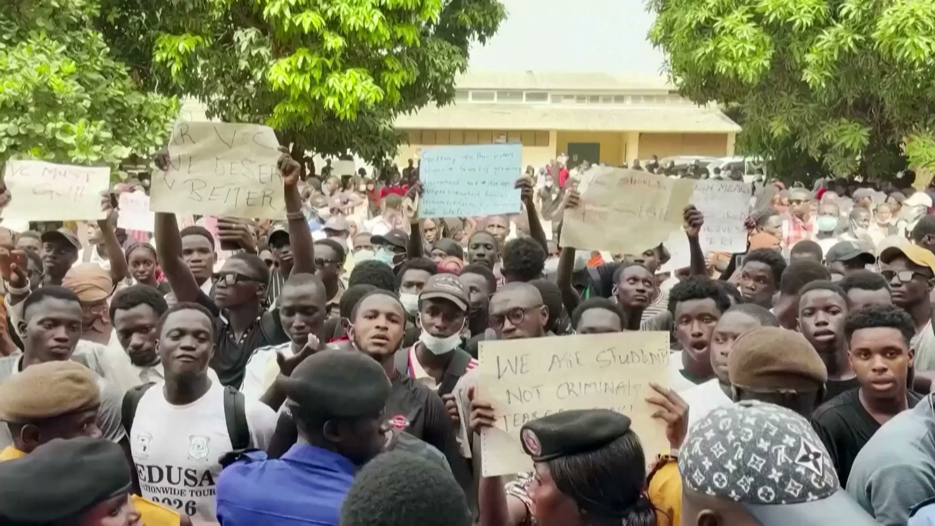 University students in The Gambia protest against poor conditions