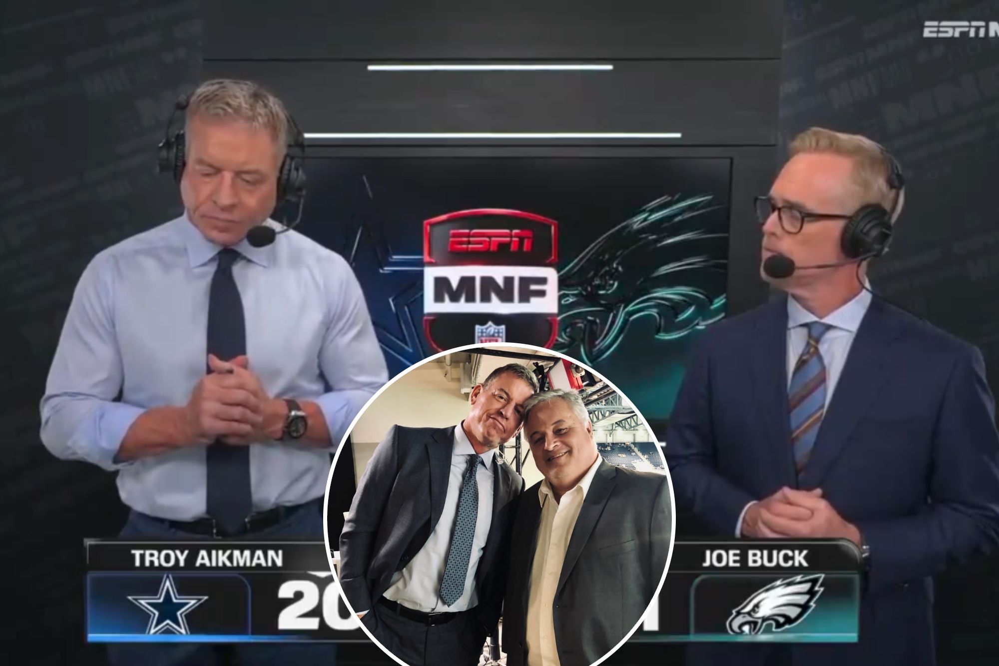 Troy Aikman fights back tears with Joe Buck in 'MNF' booth after colleague's crushing death