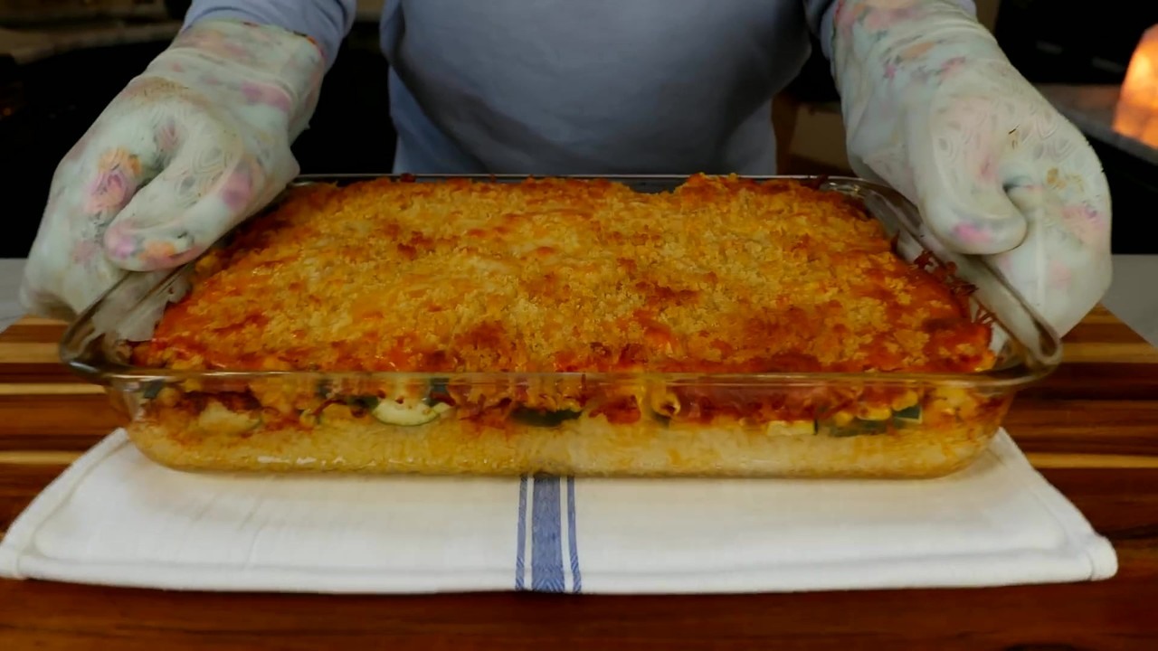 Cheesy zucchini casserole with rice