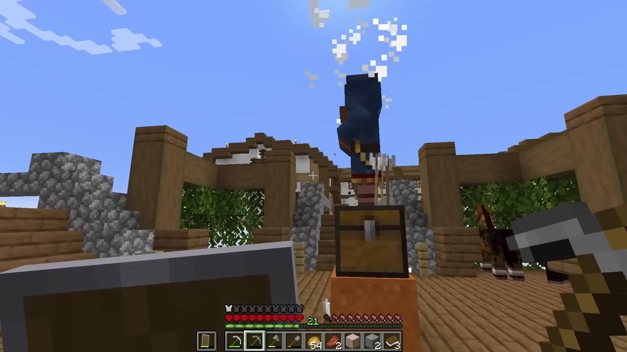 Acookiegod finds a wandering trader in One Block Minecraft