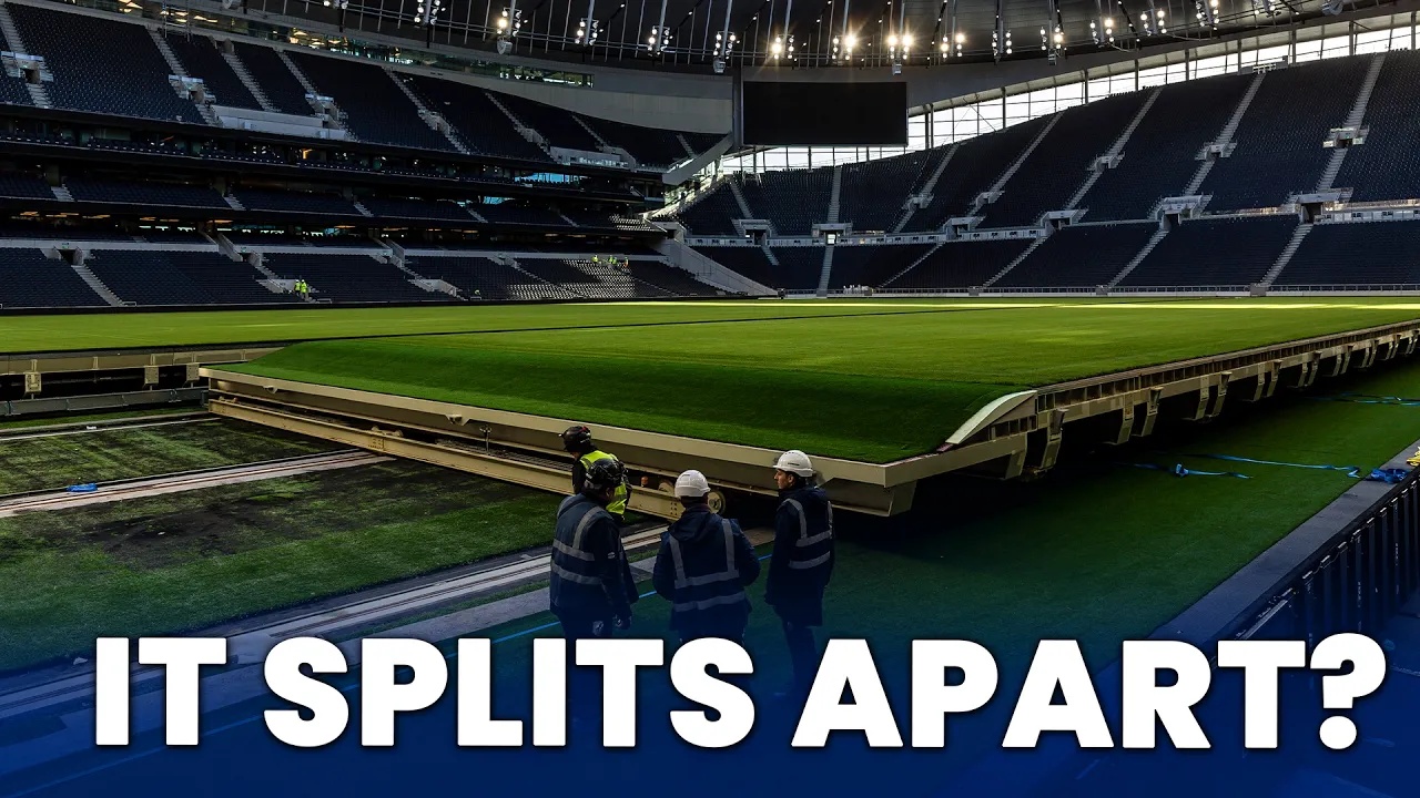 How does Tottenham's retractable pitch work?