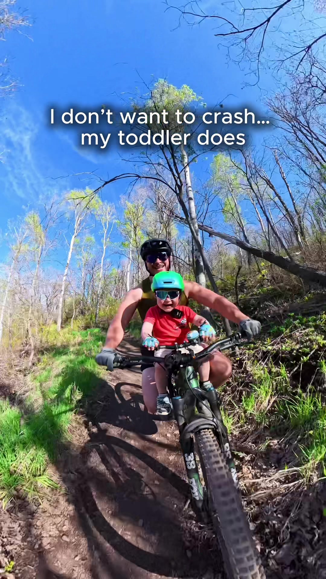 Trail riding with toddler on the mountain bike