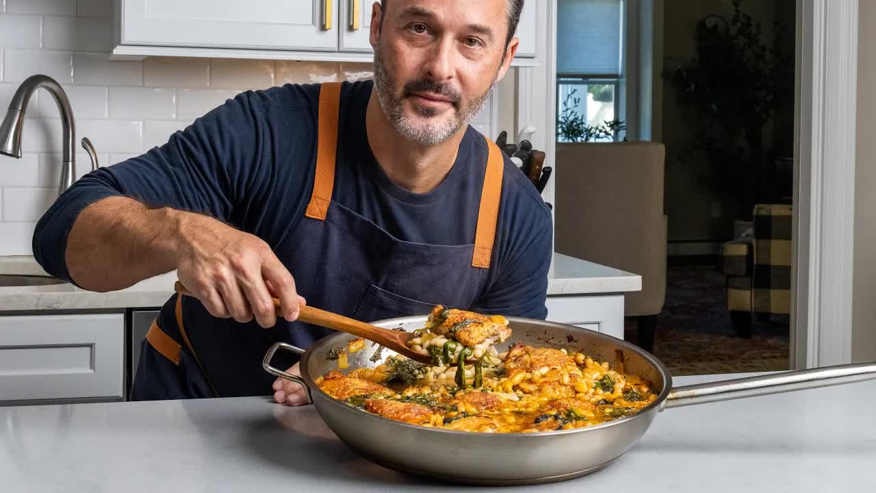 Easy one-pan chicken thighs with spinach