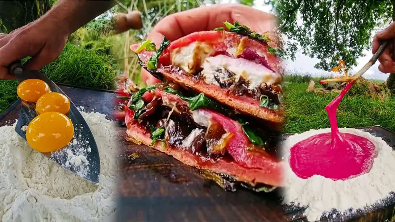 Colorful ravioli take shape in a pasta-making session