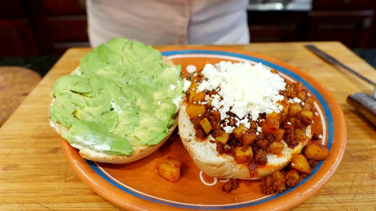 Mexican chorizo torta with potatoes