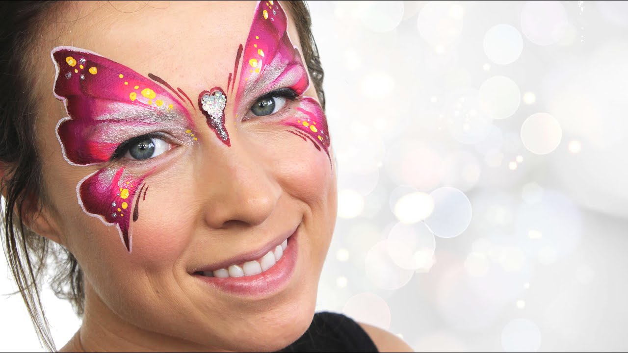 Easy one-stroke butterfly face painting tutorial