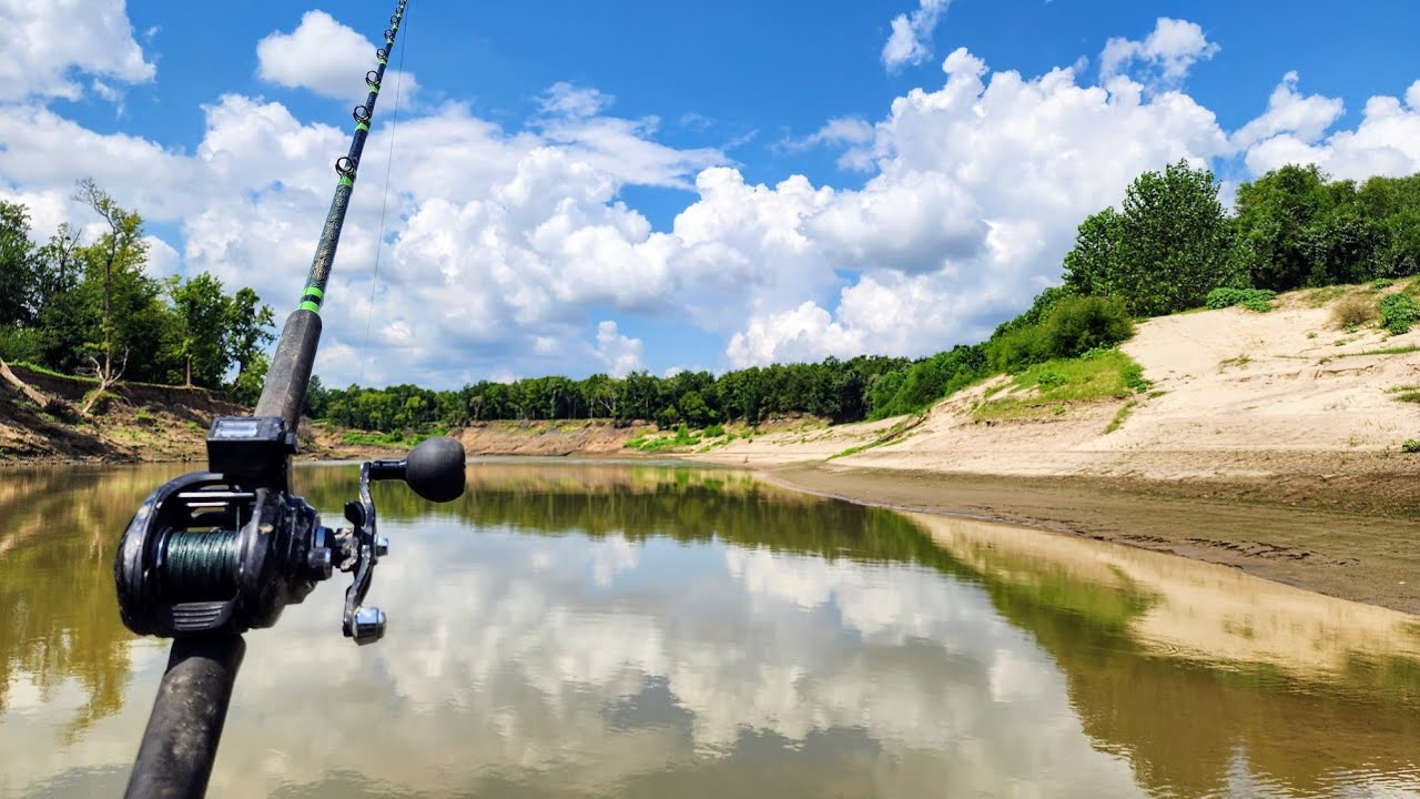 Fishing all night on the river for big fish