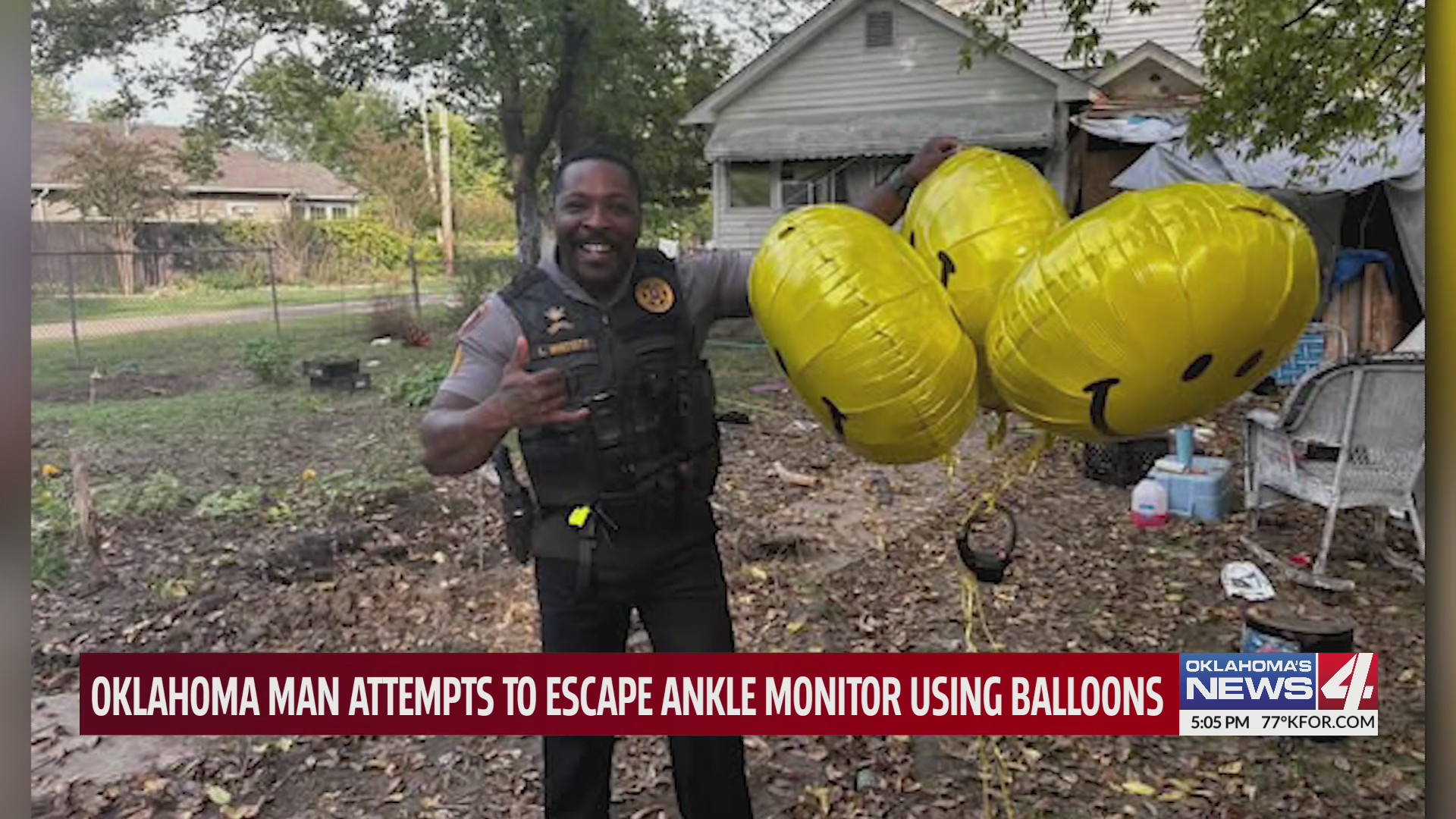 Oklahoma man attempts to escape ankle monitor using balloons