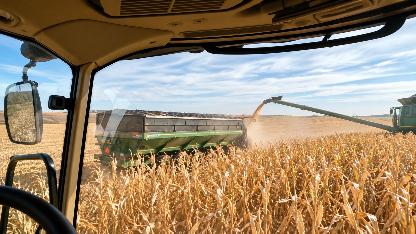 Corn harvest machine keeps moving