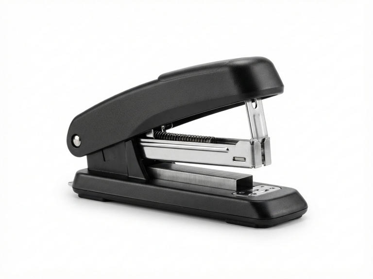 The metal plate at the bottom of your stapler rotates, and turning it ...