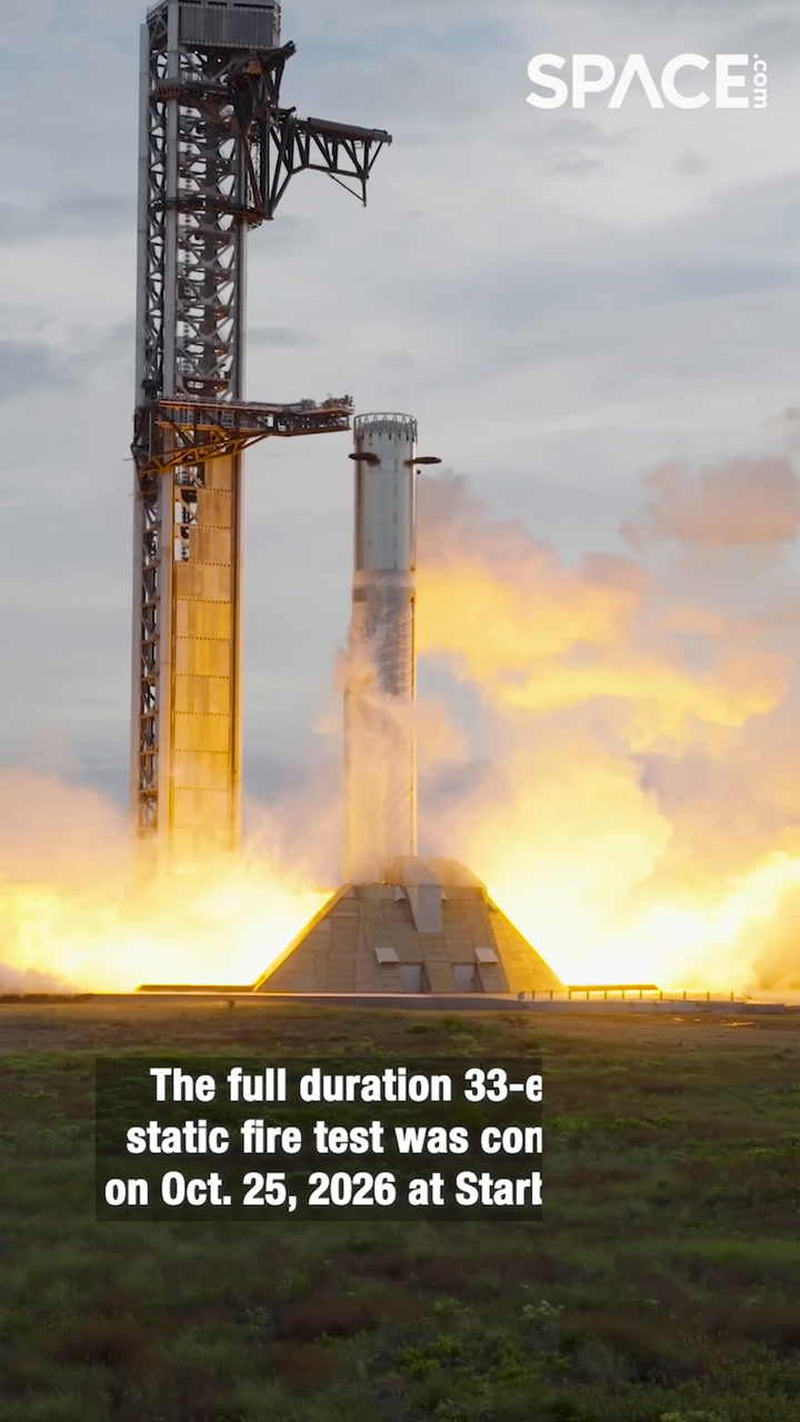 SpaceX Starship booster ignites in massive static fire test for flight 15