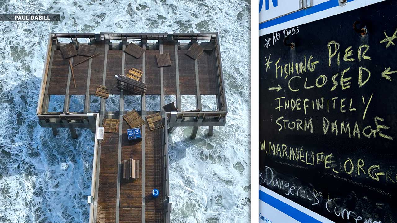 Rough surf damages Juno Beach Pier, forcing indefinite closure