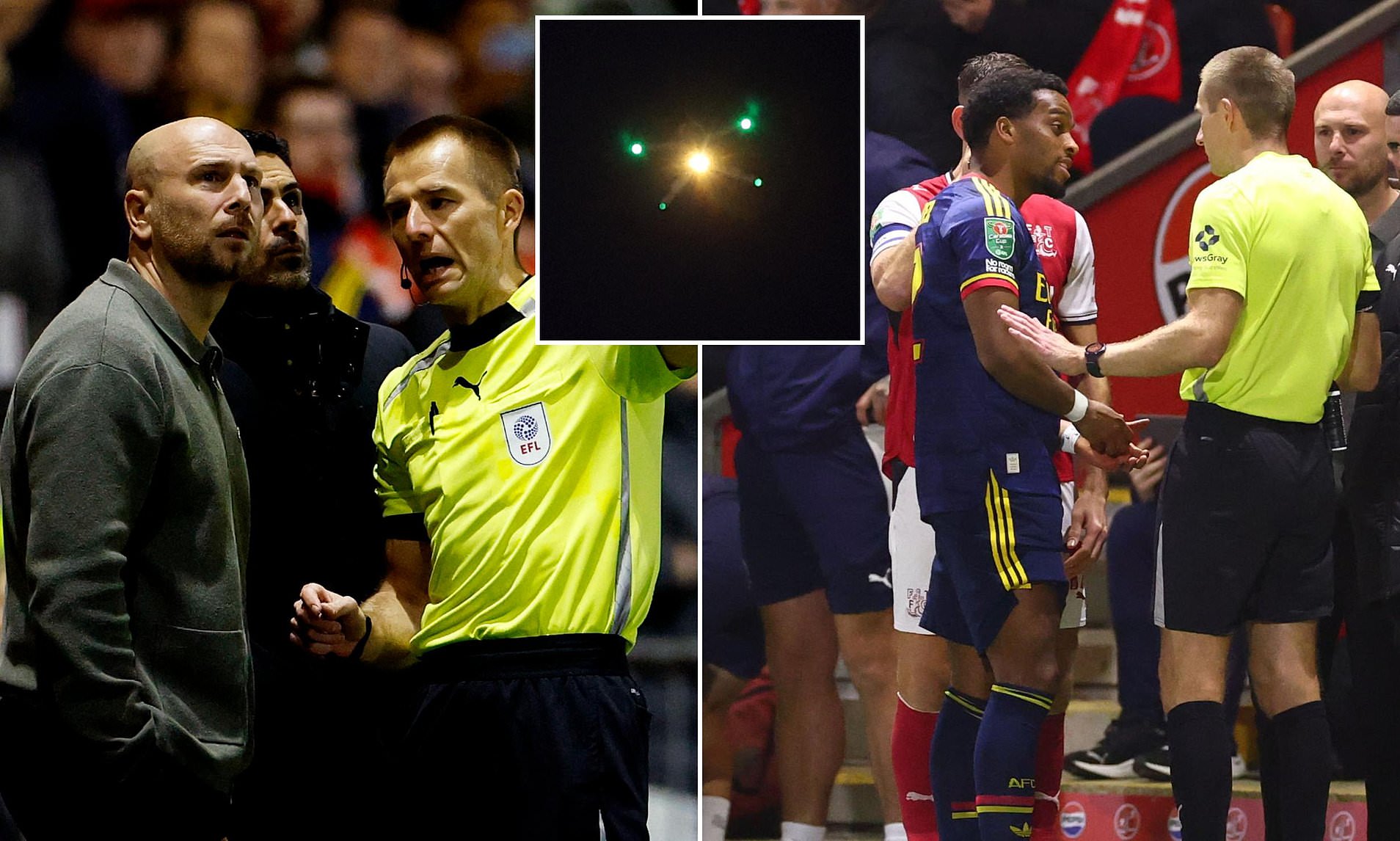 Drone stops play during Arsenal's clash with Fleetwood: Carabao Cup tie ...