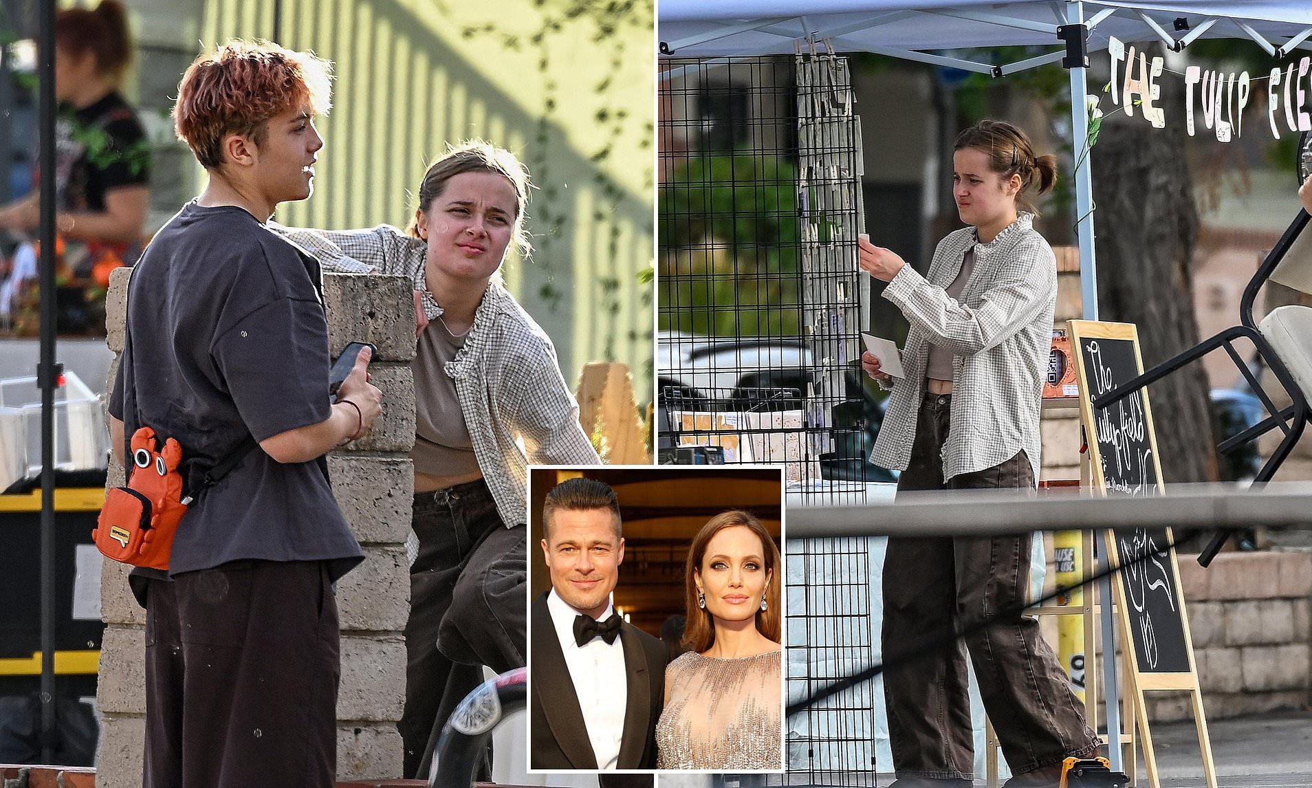 Angelina Jolie's daughter Vivienne, 18, supported by twin brother Knox at LA art fair