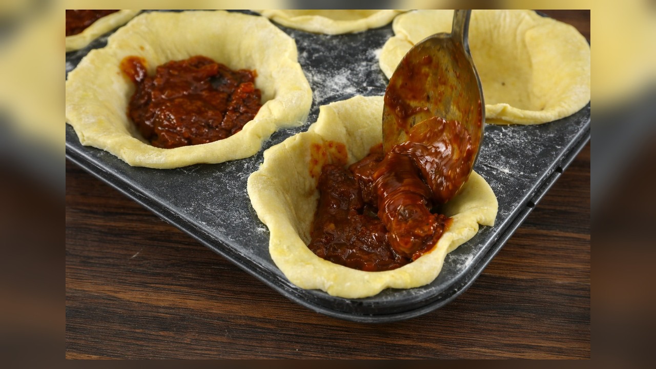 Homemade meat pie with a flaky crust