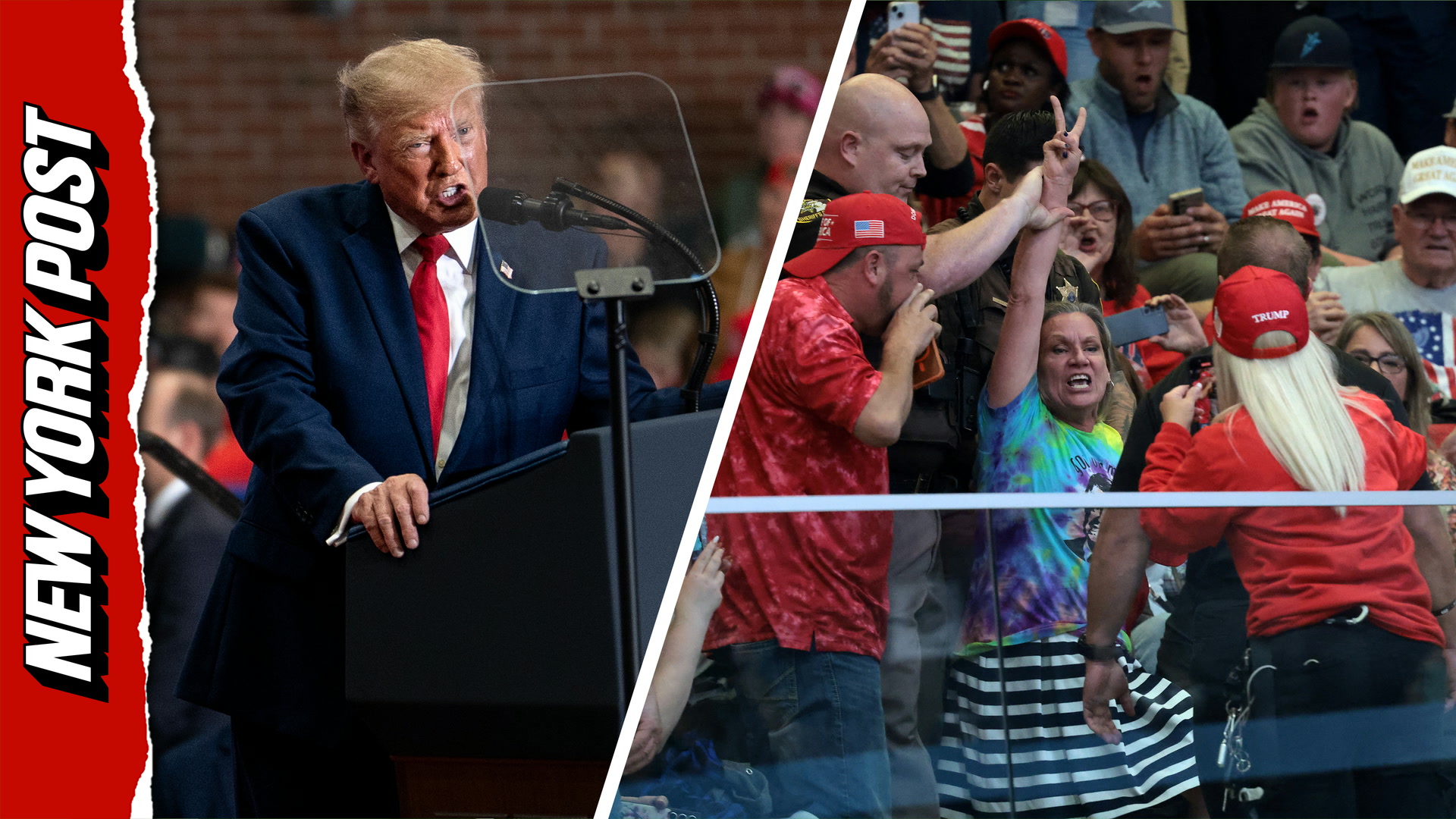 Protester hauled out of Trump's Michigan rally moments after he takes ...