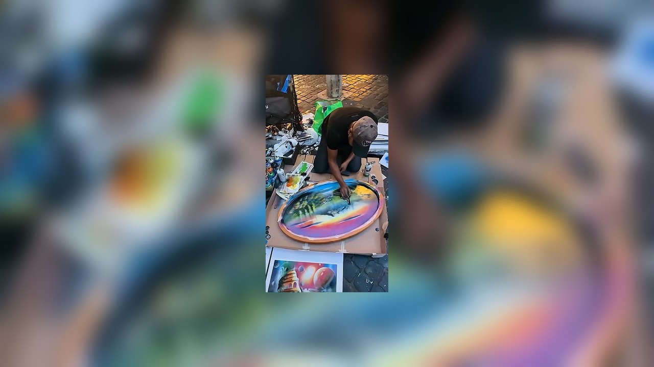 Mr. Spray tests a spray paint technique